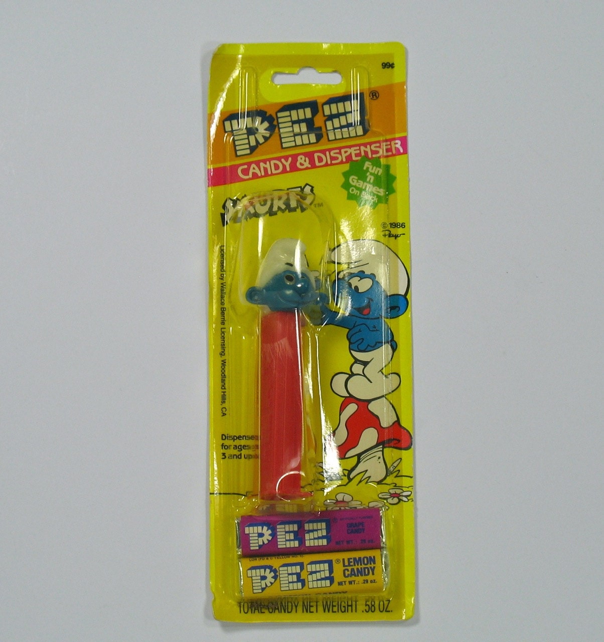 Reserved 80s Pez Dispenser Smurfs candy machine toy 1986 peyo