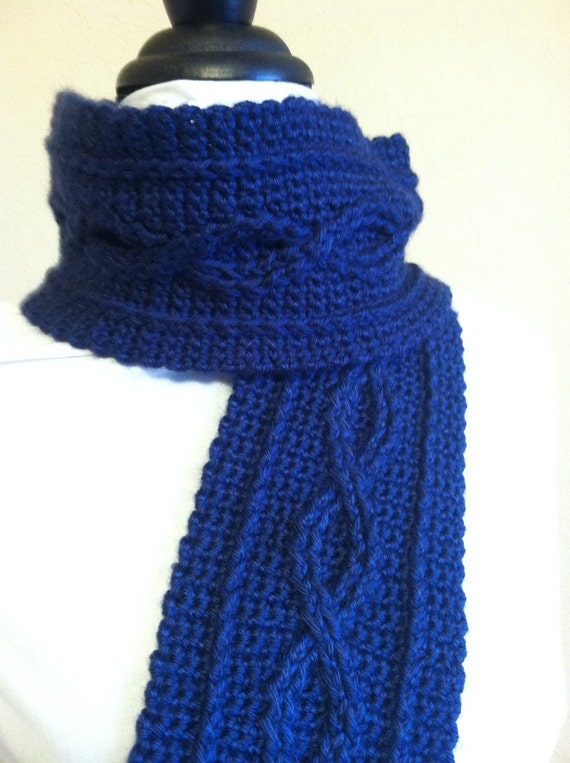 Items similar to Navy Blue Hand-Crocheted Men's/Women's Scarf on Etsy