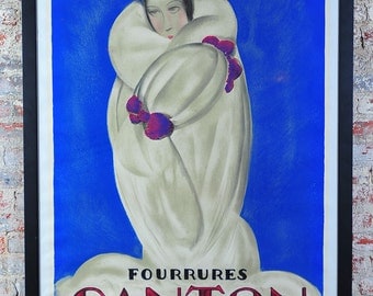 Fourrures Canton "Original" 1930s Art Deco French Poster by Loupot Charles -Rare