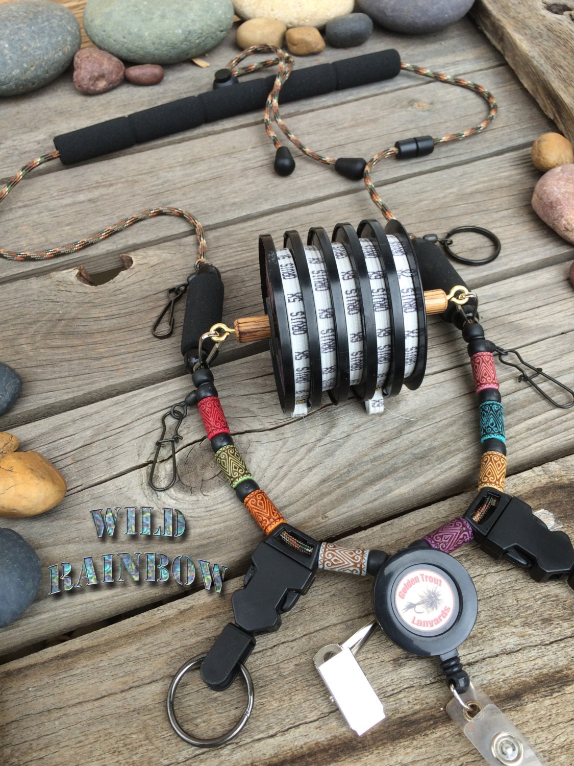 Fly Fishing Lanyard Wild Rainbow by Golden by GoldenTroutLanyards