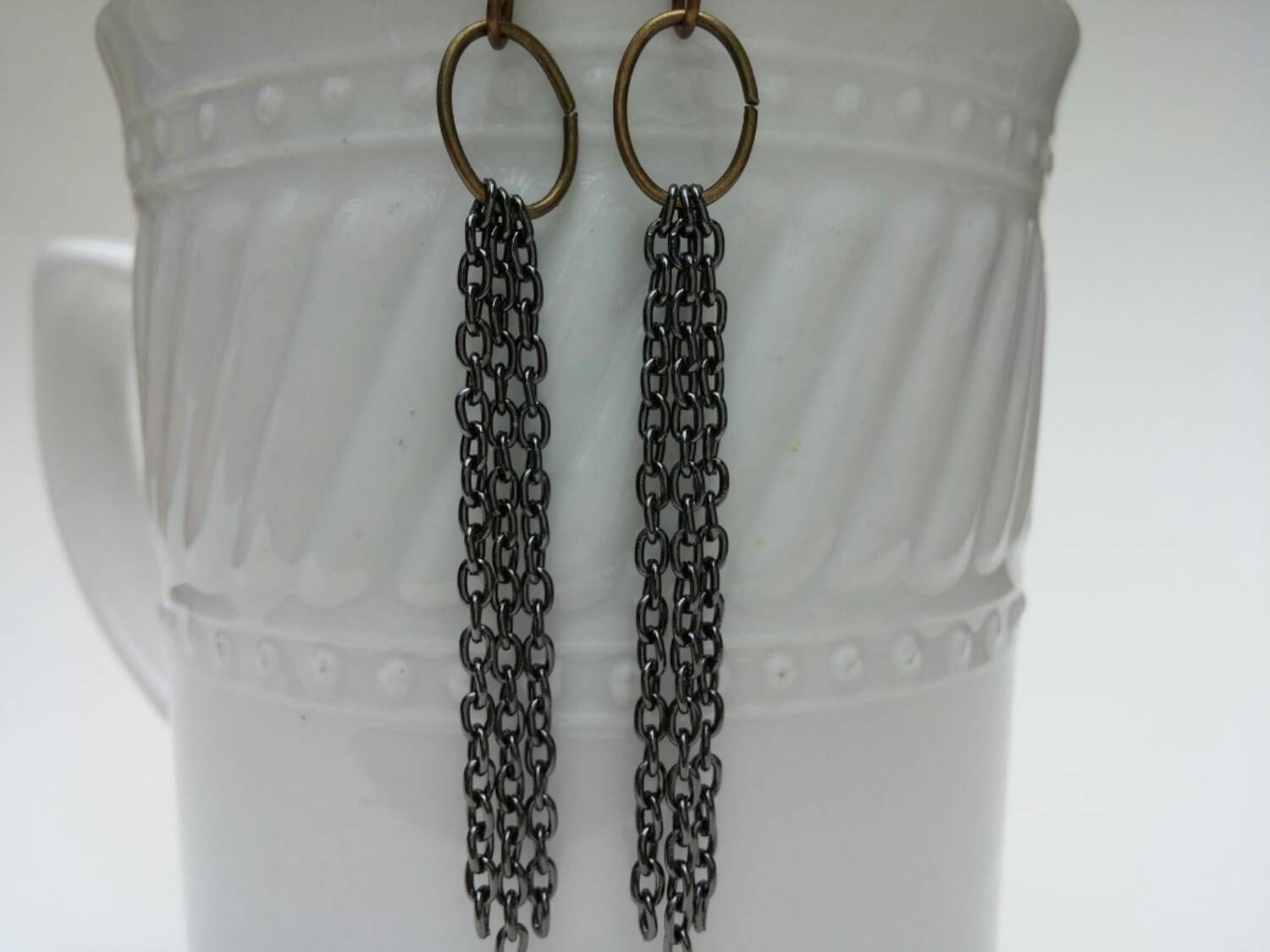 Chain Tassel Earrings Tassel Earrings Black Chain Earrings