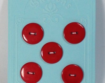 5 Buttons resin 22mm 2 holes red.
