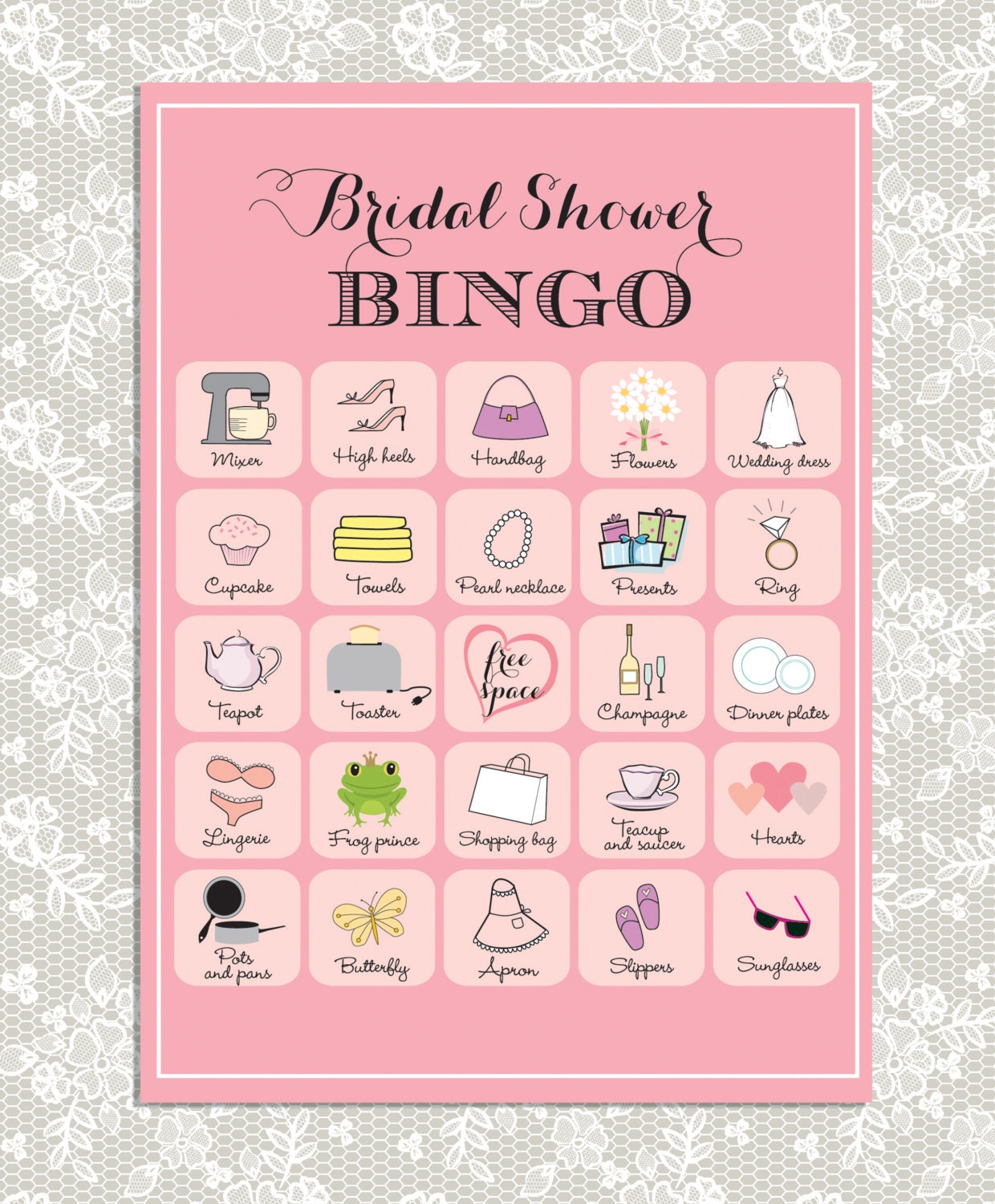 printable bridal shower bingo 40 unique game cards in pink