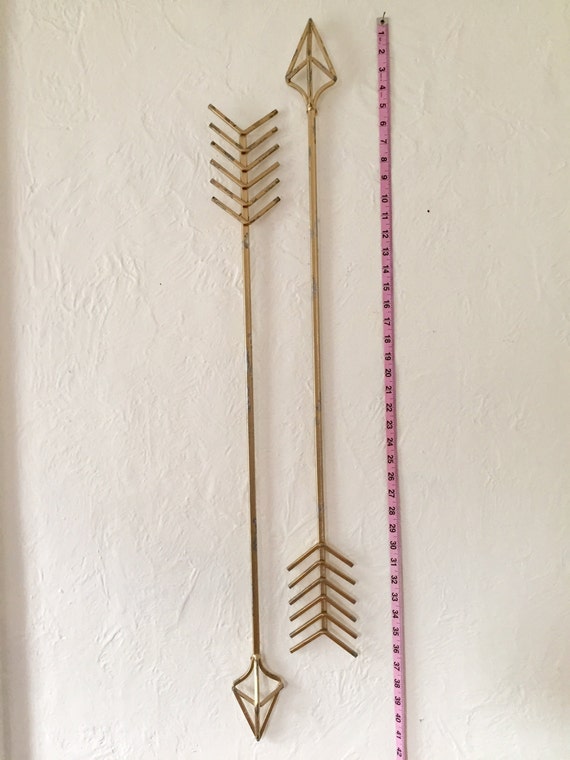 2 Large arrows wall decor 36 inch Tribal decor metal Gold