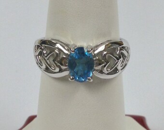 Natural Blue Topaz Ring 925 Sterling Silver