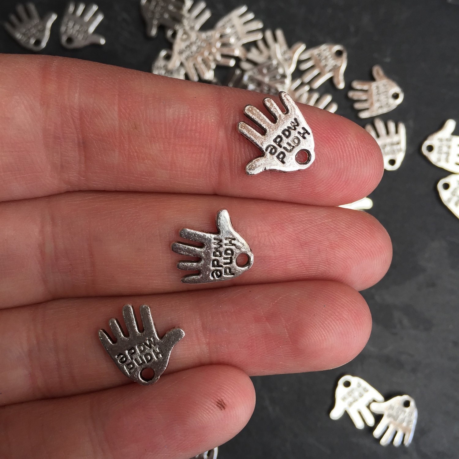 20 Silver Handmade Hand Charms Pendants and Charms by OhMyBeadzUK