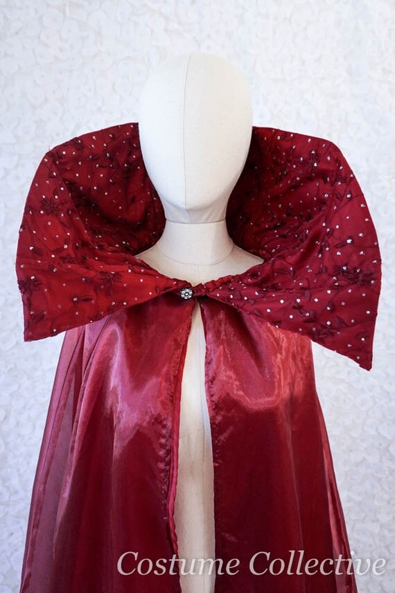 Red Sparkle Stand Up Collar Cape Women's Halloween