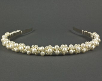 Pearl Wedding Headband | Bridal Tiara Headband | Pearl Bridal Headband | Pearl Bridal Hairpiece | Wedding Tiara | Pearl Wedding Hairband