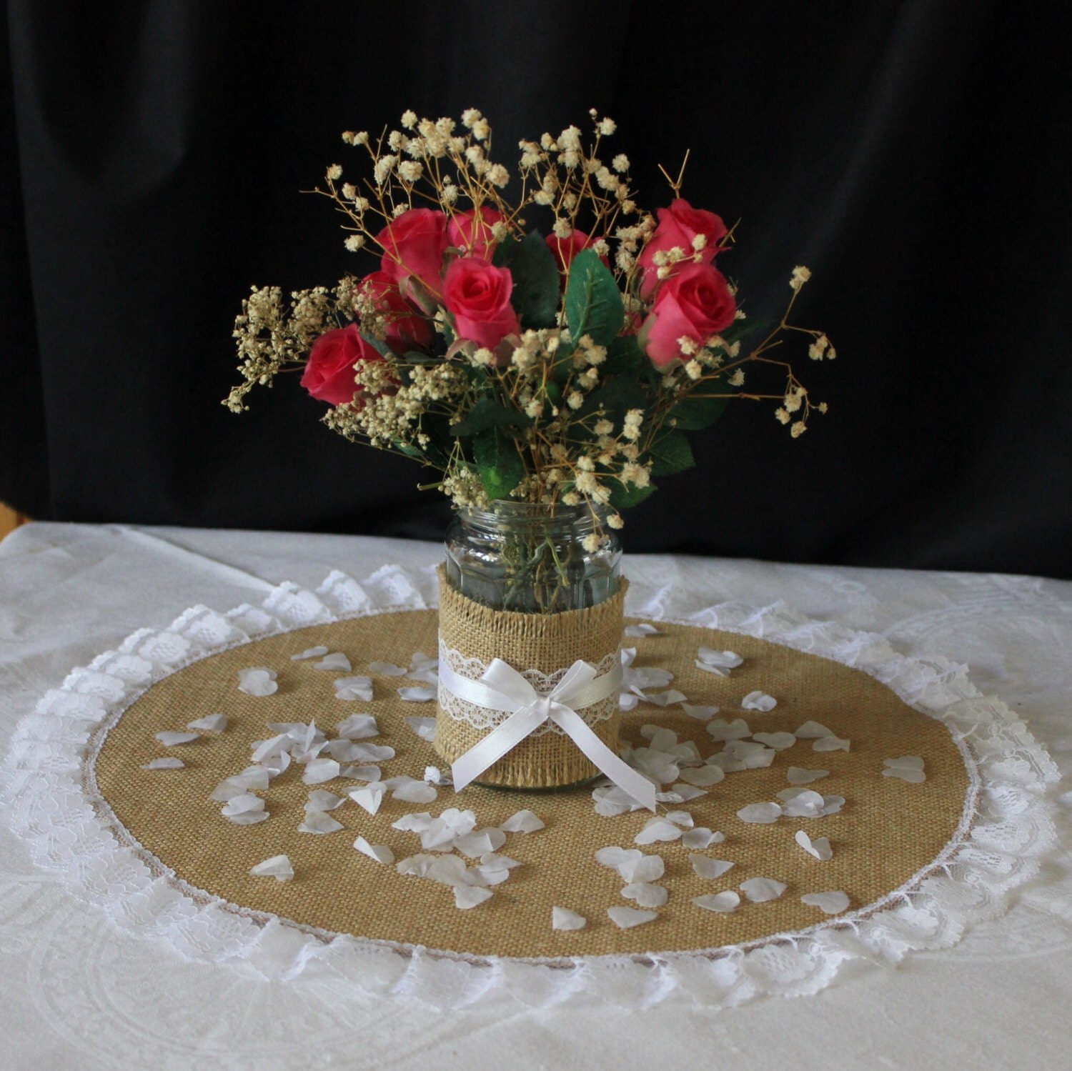 Burlap wedding table mat wedding table centrepiece round
