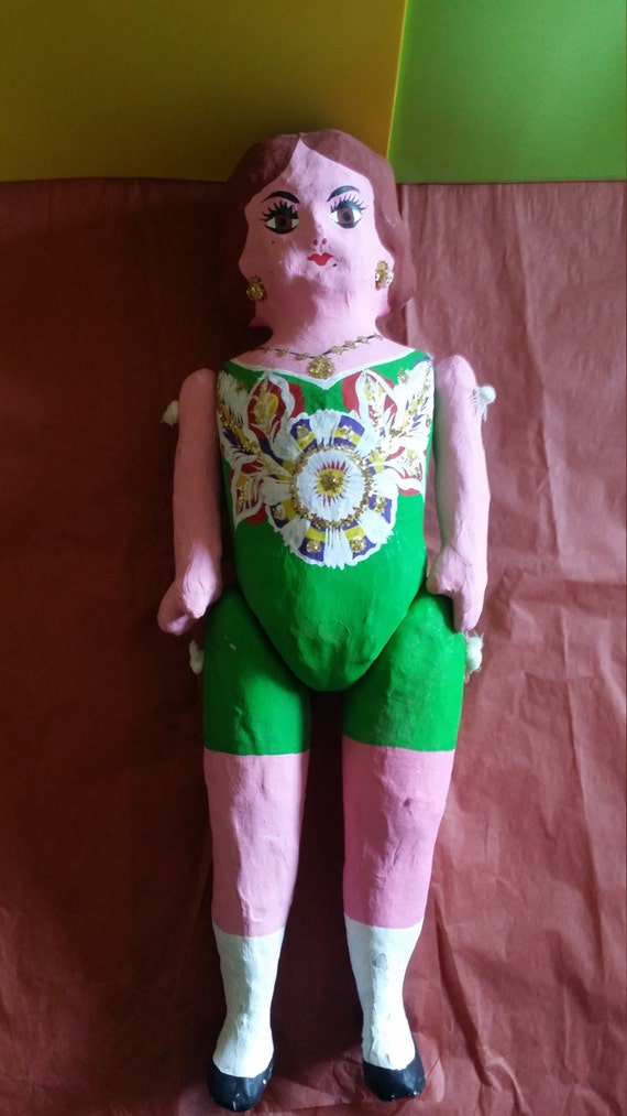 Vintage Mexican Paper Mache Folk Art Doll 16.5 by ...