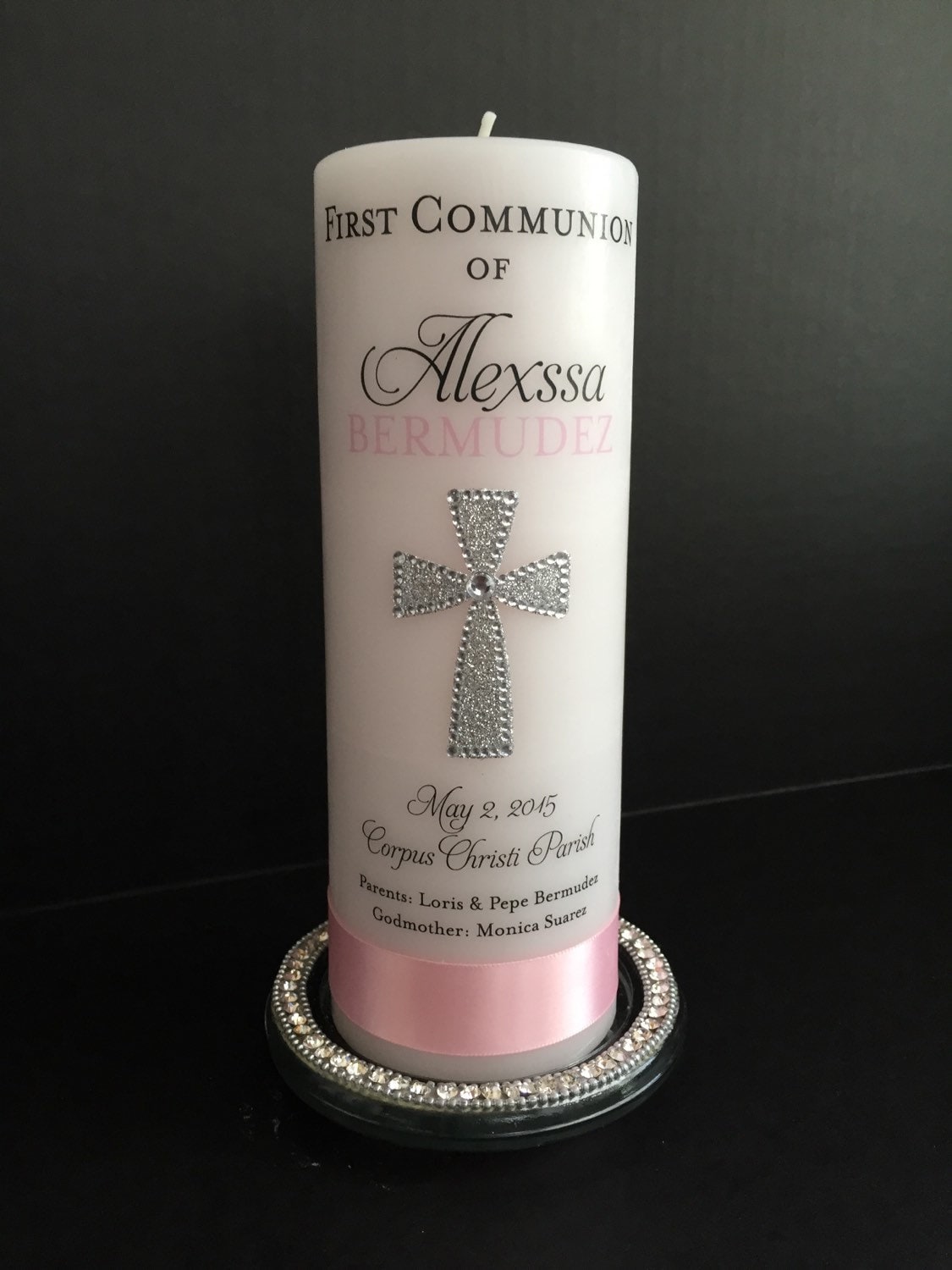 First Communion Commemorative Candle, Traditional Baptismal