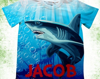 Personalized shark T-shirt, Boys birthday shark theme shirt, Shark Birthday bodysuit, Toddler Shark T-shirt, Customized bodysuit,