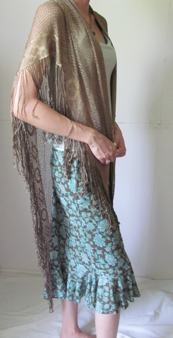 Teal and Brown Floral Skirt Express Skirt by ReVintageBoutique