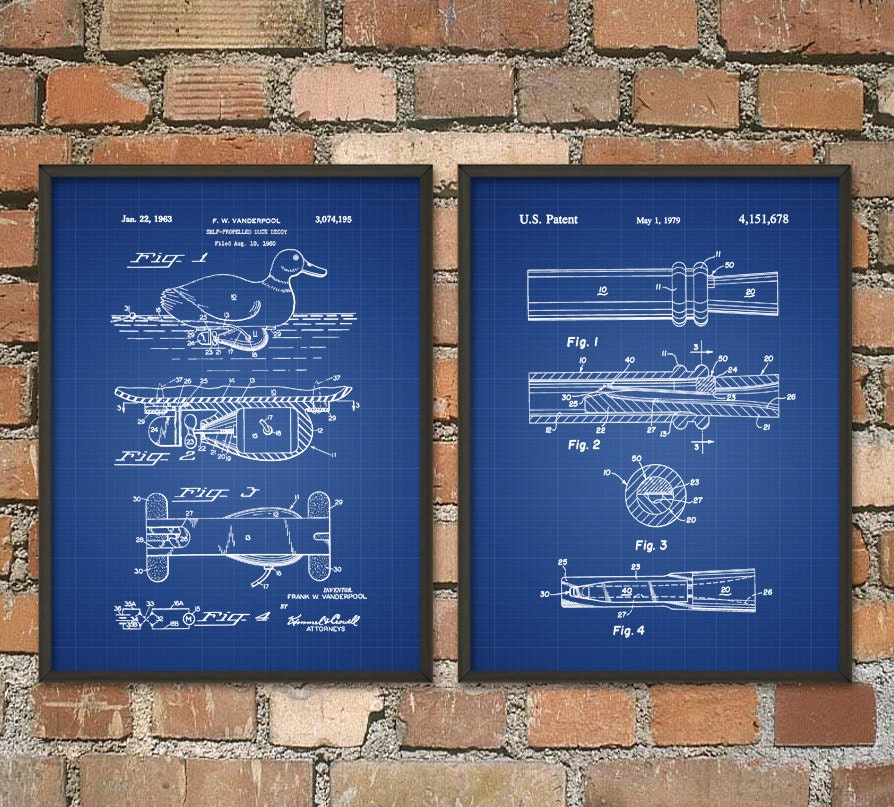 Vintage Duck Hunting Patent Print Set of 2 Waterfowl Hunting