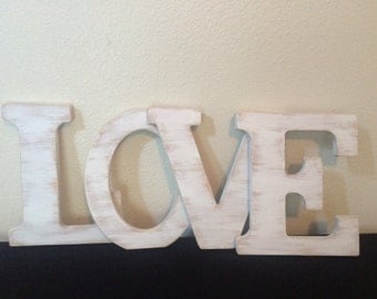 10" LOVE wooden letters / Free standing Wooden Letters / Shabby chic rustic letters / Distressed wooden letters