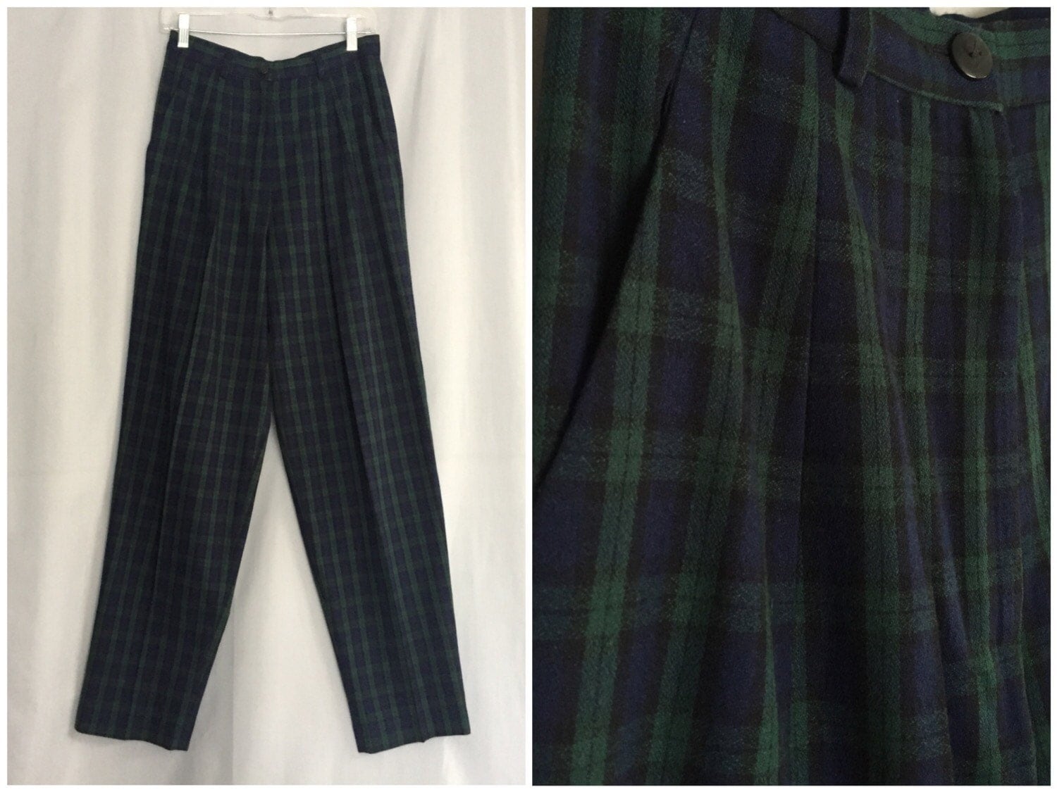 navy green plaid pants