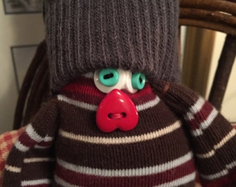 Stuffed Sock Critter; Quirky Handmade Sock Animal Made from Recycled Materials ; OOAK; (Darby)