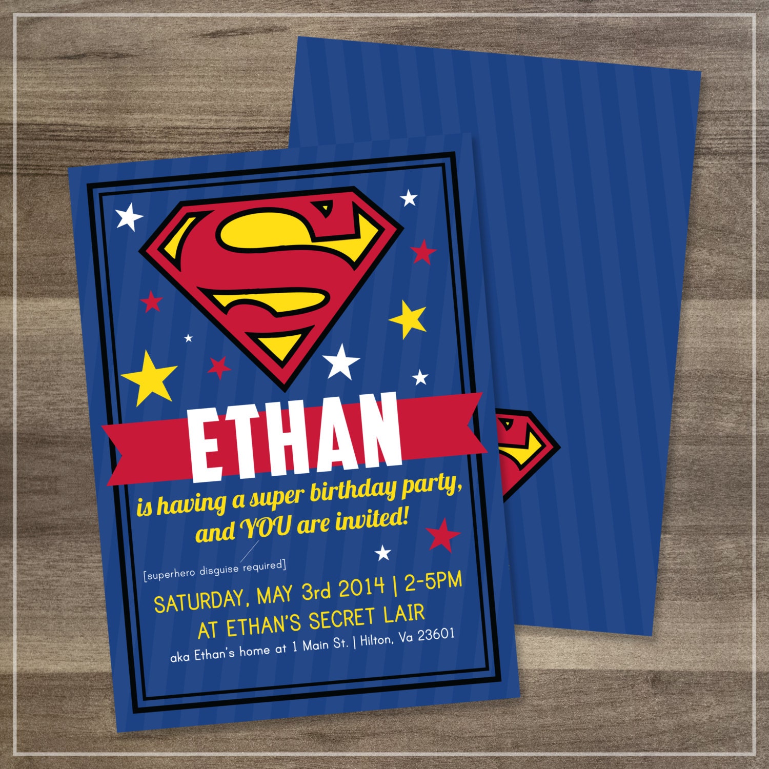 Superhero Superman Birthday Party Invitation by afranksdesigns