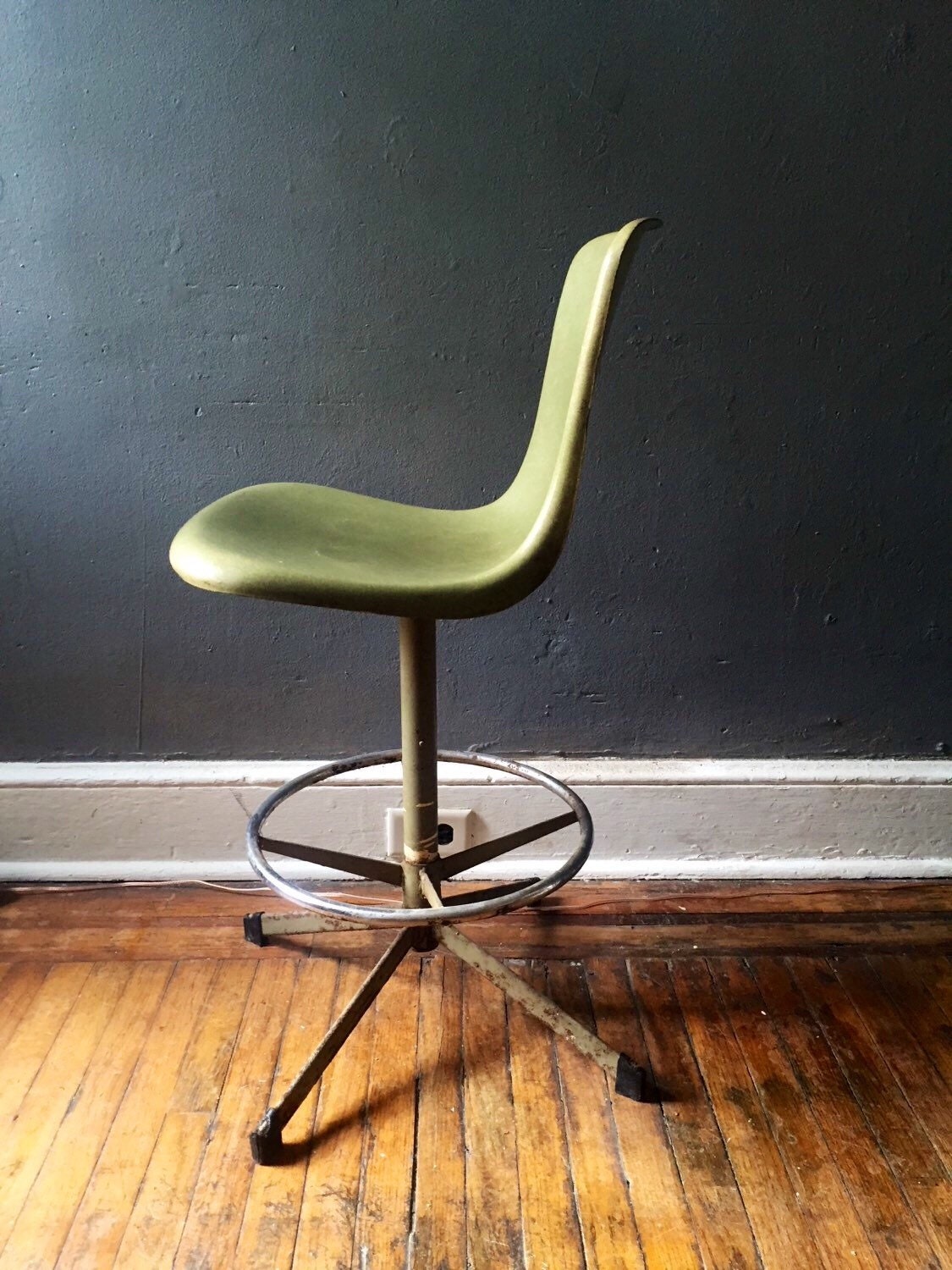 Vintage mid century modern drafting chair atomic seating cosco stool 