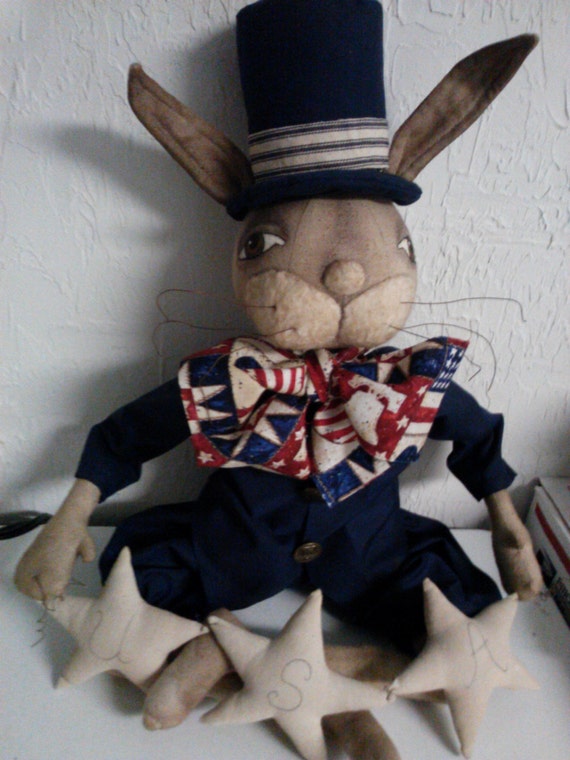 Primitive Patriotic Bunny Rabbit Doll 