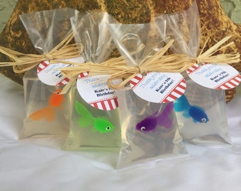 Fish Soap - Fish in a Bag Soap Set of 10 - Fish Party Favors - Pirate Birthday Party Favors - Carnival Party Favors - Nautical Party Favors