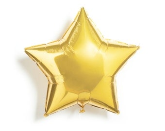 Gold Star Balloon - Foil Mylar - 20" - First Birthday Party, New Years Eve, NYE, Wedding Shower, Baby Shower, Helium Balloon