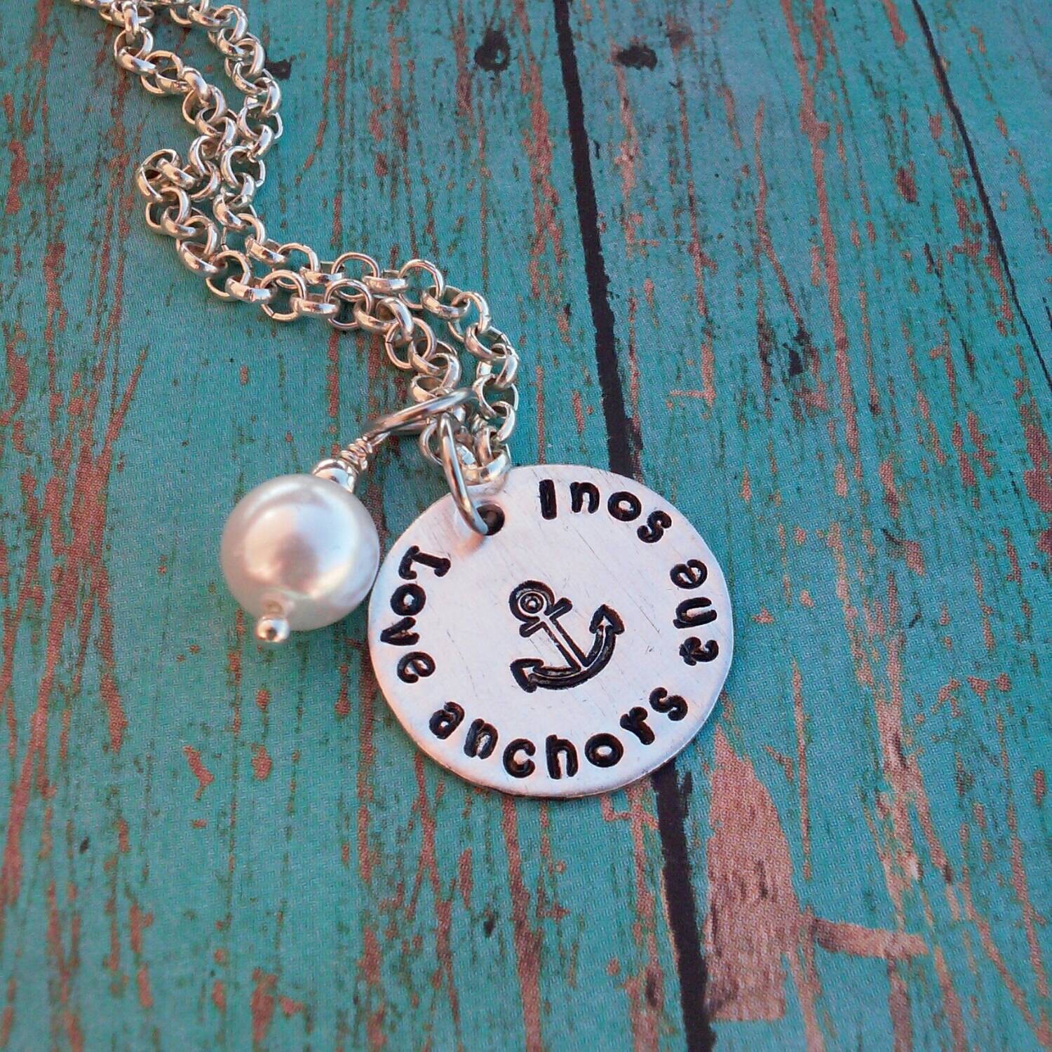 Inspirational Necklace Love Anchors the Soul by tagsandthingsbyk