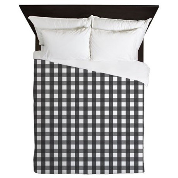 Country Duvet Cover Gingham Duvet Cover Black by CallaAndClover