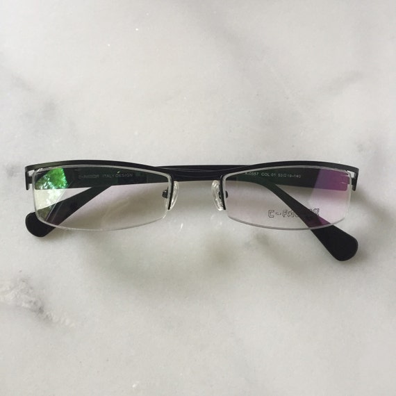 Semi rimless metal reading glasses Matte black by LookEyewear