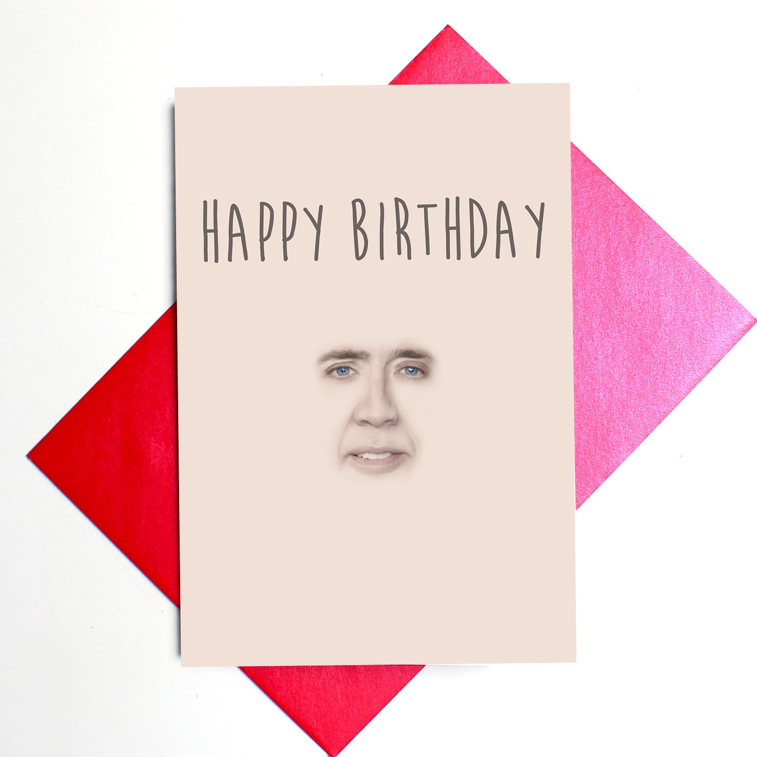 Nicolas Cage Happy Birthday Face Funny Birthday Card by Memeskins