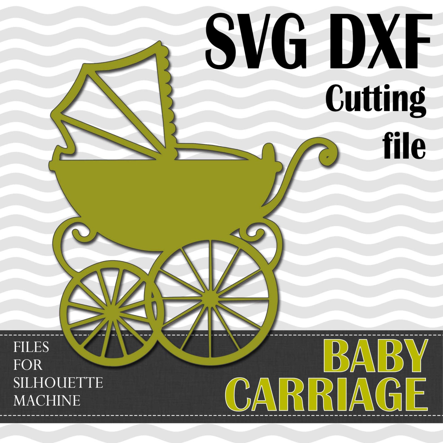 Baby carriage design SVG DXF vinyl cut files for use with