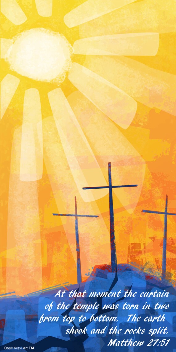 Three Crosses of Golgotha Easter Banner Easter Cross Sunset