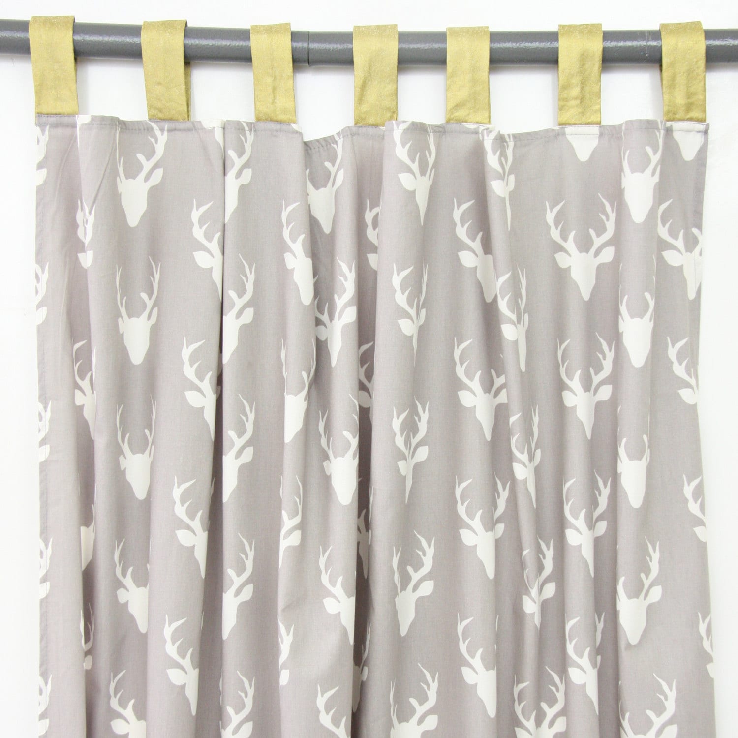 Woodland Deer Gray Curtain Panels set of 2