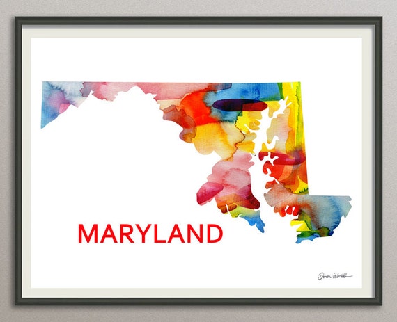 maryland state art print wall art decor poster watercolor