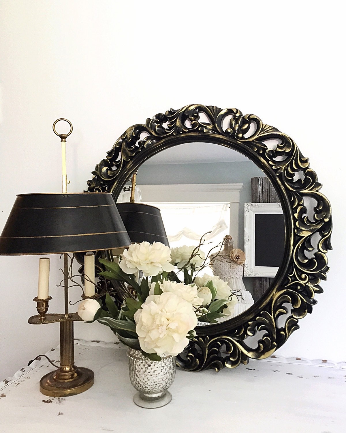 Black Gold Baroque Mirror Large Vintage Style Decorative Wall