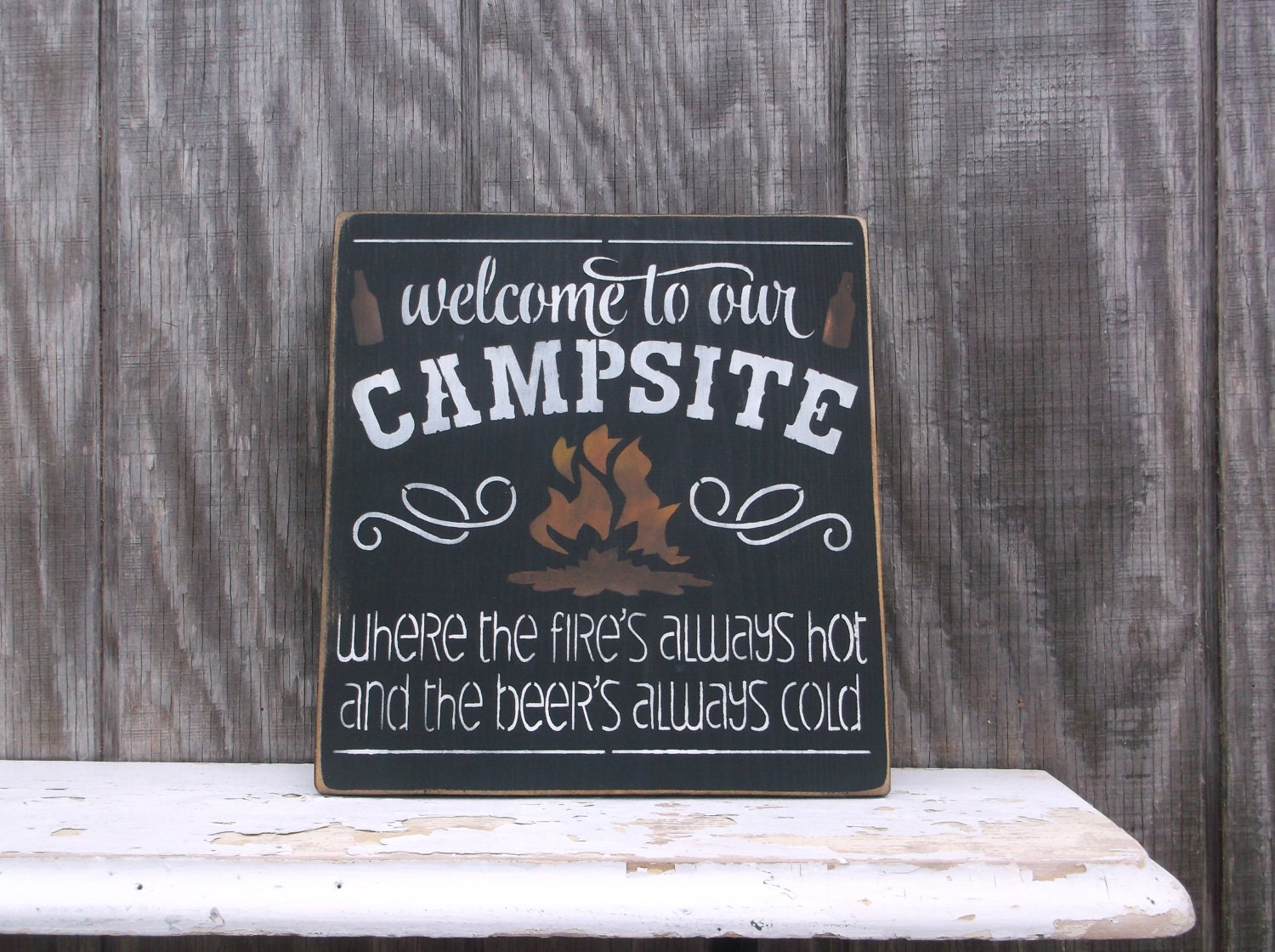 Welcome to our CAMPSITE Sign Wood Sign Primitive by OldeThymeSigns