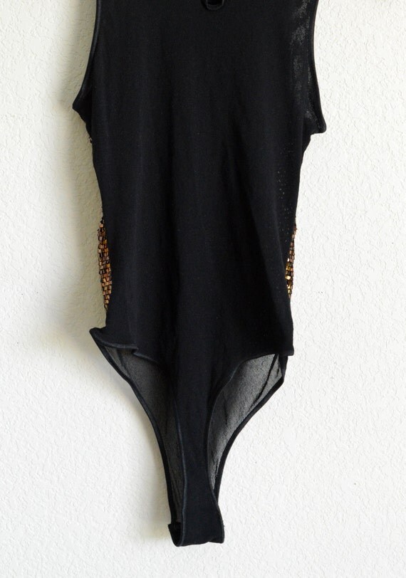 90's Vintage Sleeveless Thong Body Suit/ by YellowWoodVintage