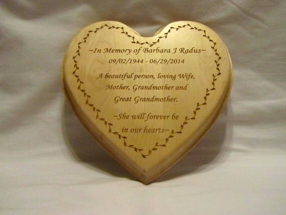 Personalized Memorial Heart Plaque With Custom Engraving