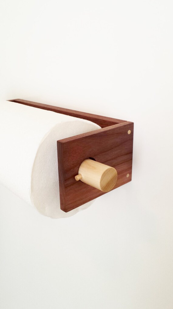Modern Paper Towel Holder in Reclaimed Walnut Mid by N2Modern