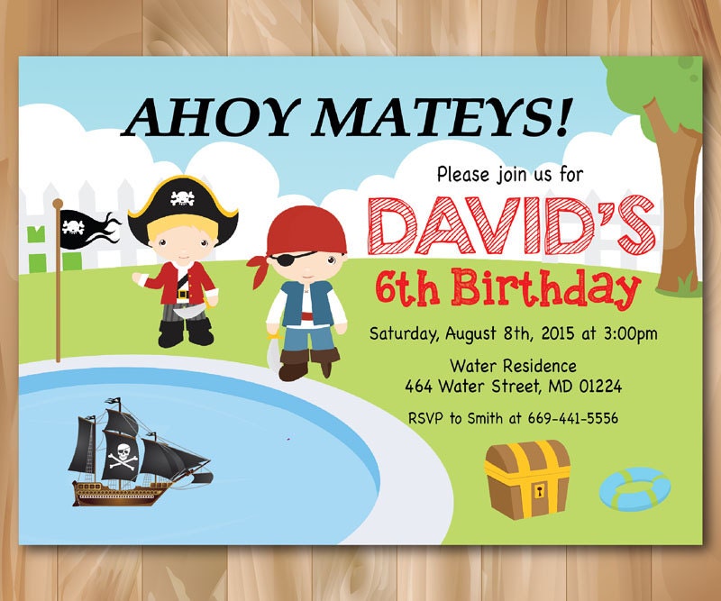 Pirate Pool Party Invitations 2