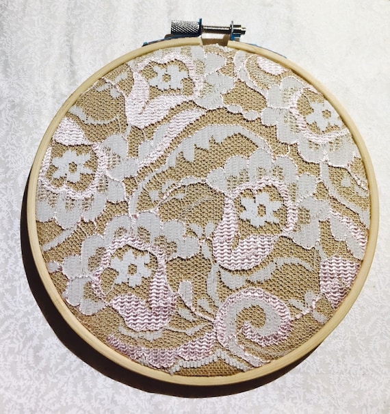 Lace embroidery hoop by PoiZenMonkey on Etsy