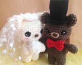 Wedding Amigurumi Bear Bride and Groom Crochet Bear Stuffed Animal Stuffed Toy Bear Kids Toy Gift Ideas Kawaii Bear Plush Wedding Gift Idea