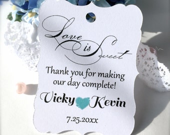 Wedding favor tags, custom thank you tags, party favor tags, anniversary party tags, love is sweet tags, treats favor tags - 30 count(tg3)