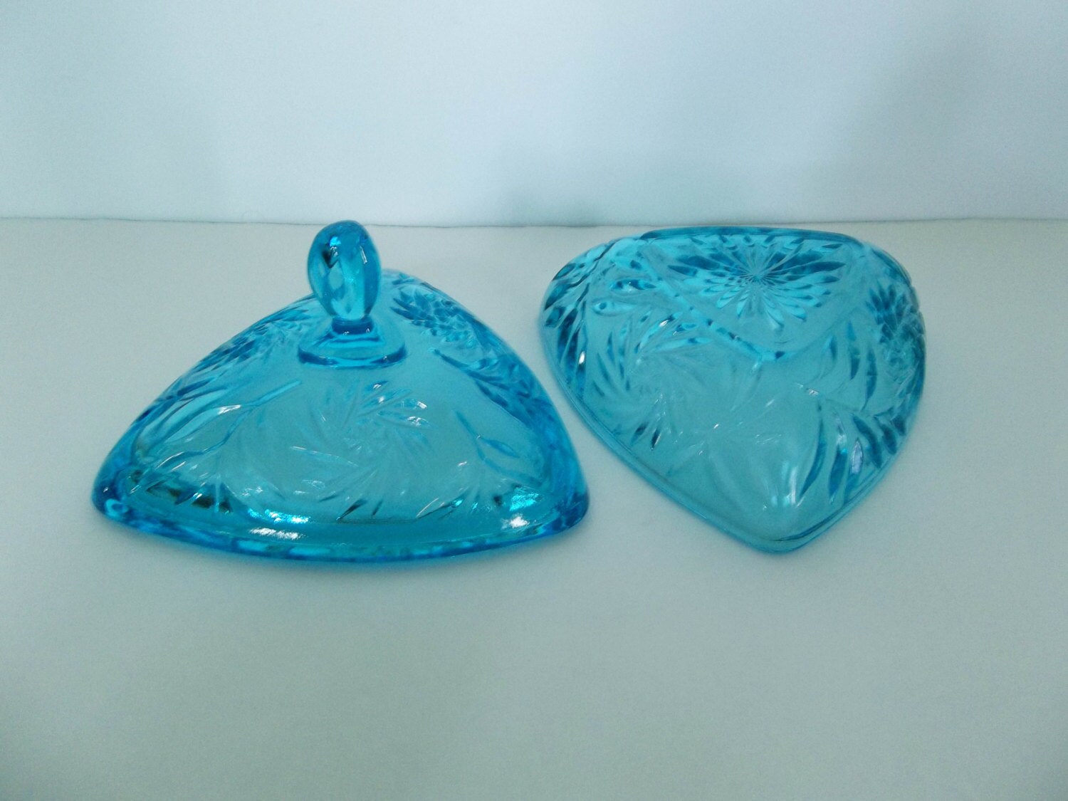 Aqua Blue Depression Glass Candy Dish Vintage