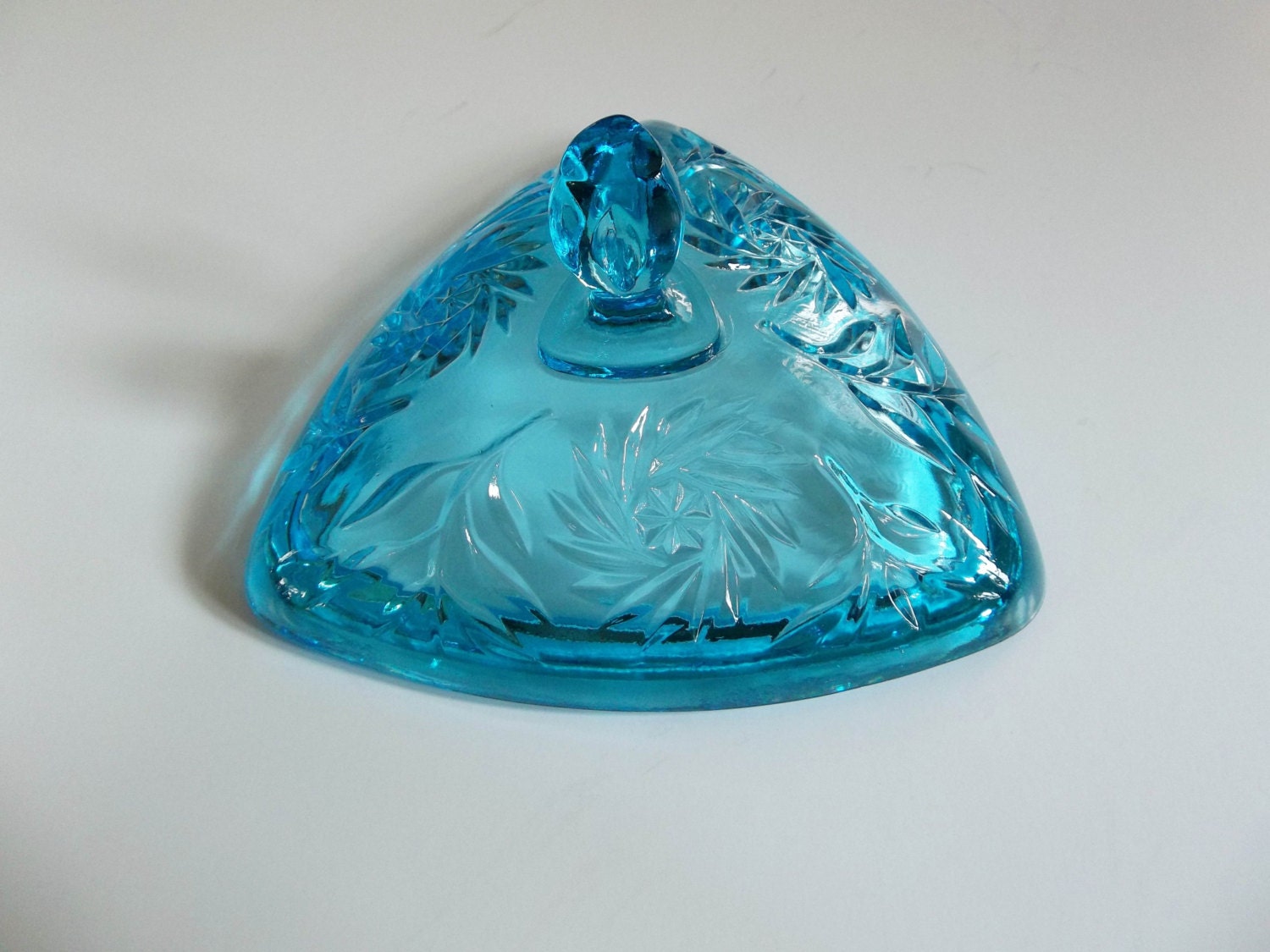 Aqua Blue Depression Glass Candy Dish Vintage