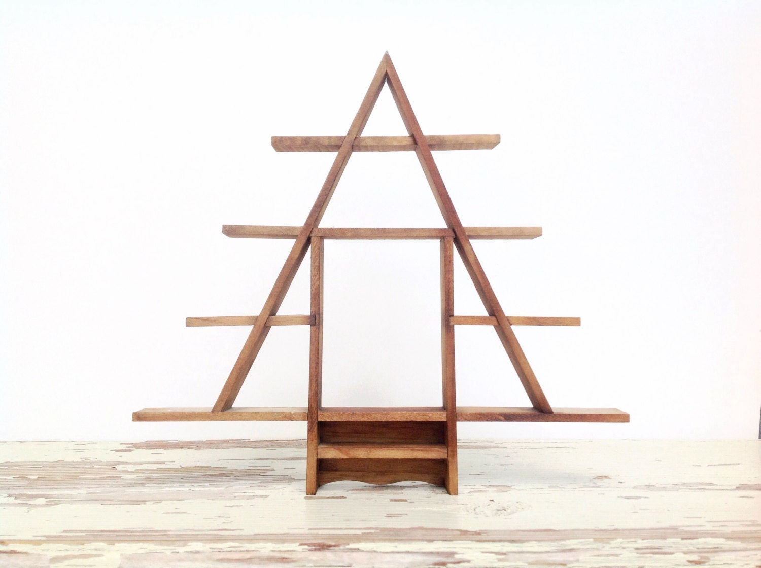 Vintage Primitive Miniature Wooden Christmas Tree Display Shelves