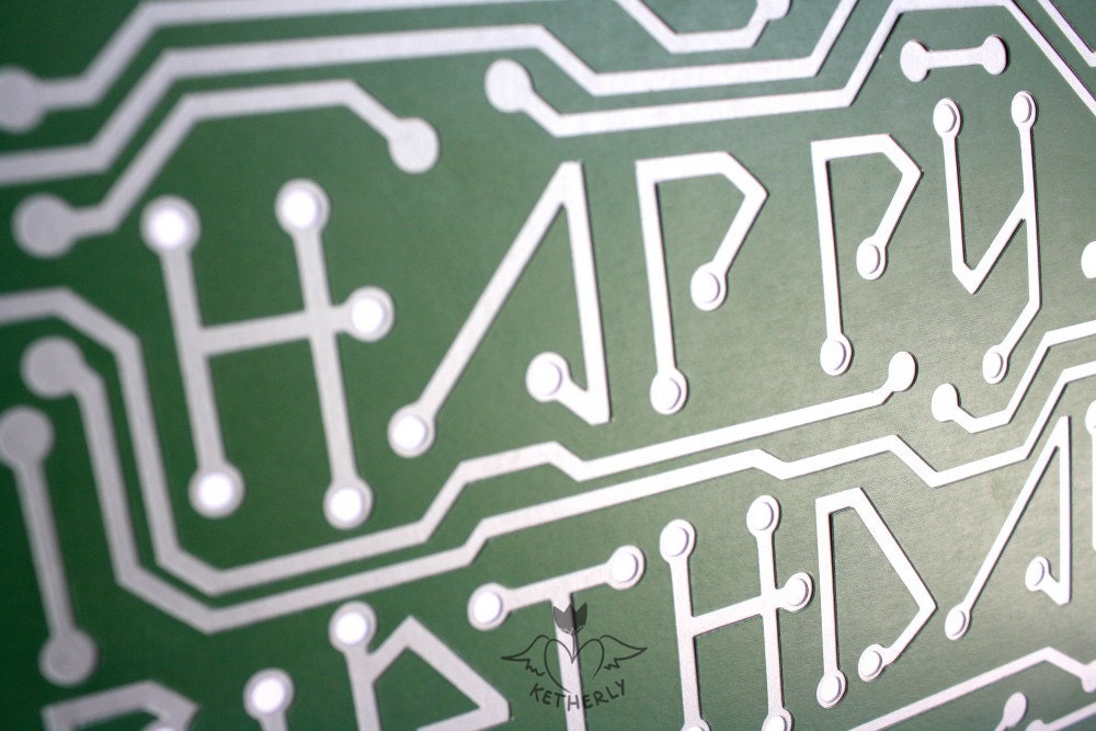 Happy Birthday Circuit Board 5x7 Card for Engineers by ketherly