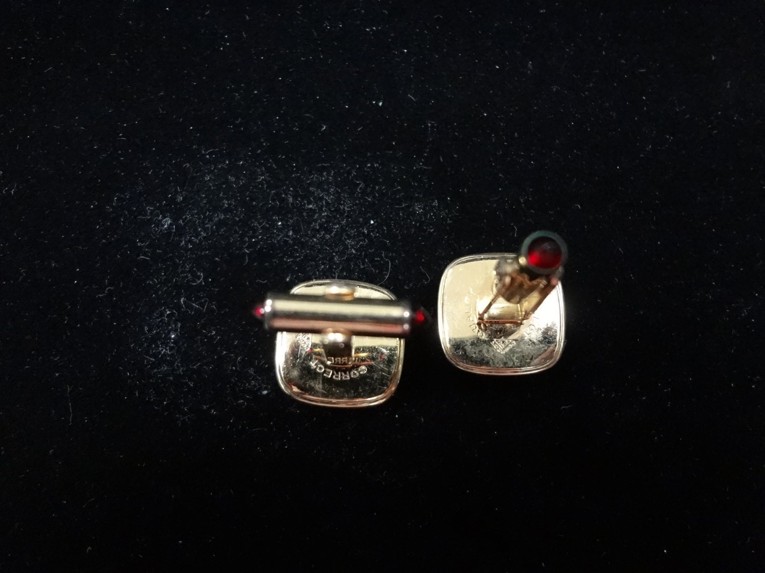 Vintage Men's Correct Quality Cufflinks with Deep Red