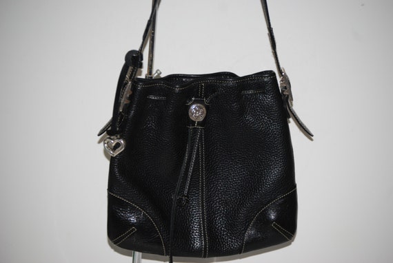 Vintage BRIGHTON Small Black Leather Shoulder / Crossbody Bag