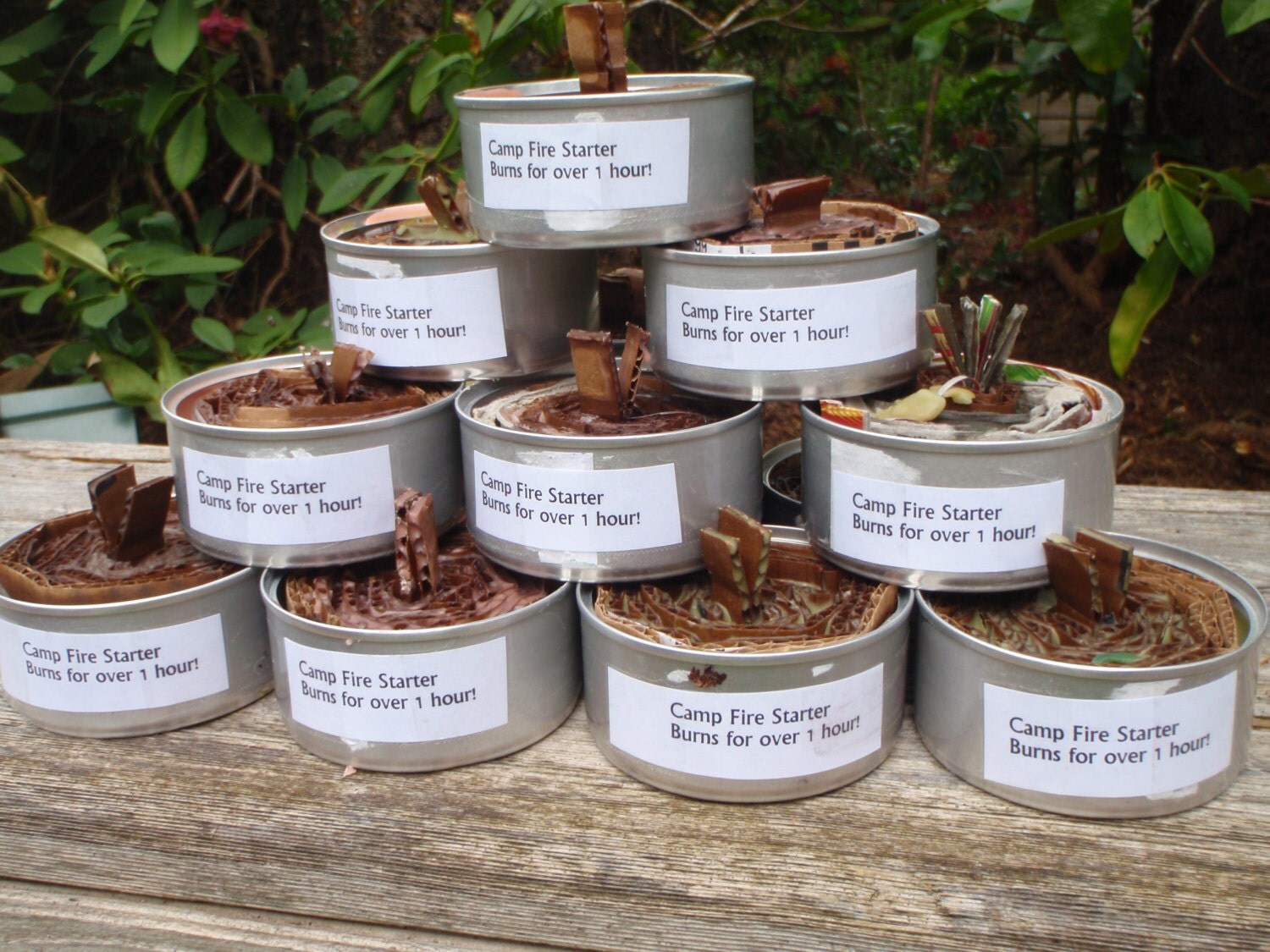 5 Fire Starters Wax Tin Can Over 1 Hour Burn by CherryOakCandles